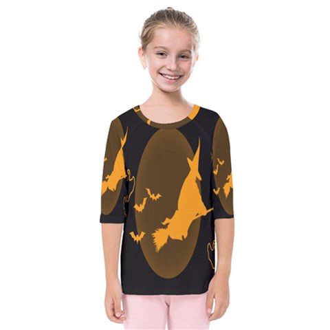 Day Hallowiin Ghost Bat Cobwebs Full Moon Spider Kids  Quarter Sleeve Raglan Tee by Mariart