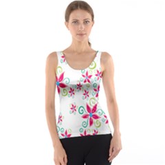 Flower Beauty Sexy Rainbow Sunflower Pink Green Blue Tank Top