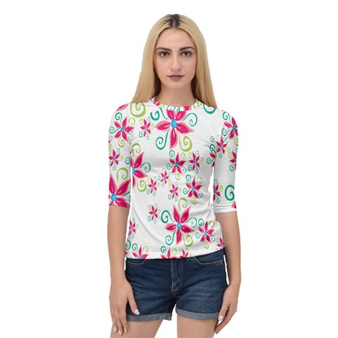 Flower Beauty Sexy Rainbow Sunflower Pink Green Blue Quarter Sleeve Raglan Tee by Mariart