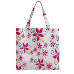 Flower Beauty Sexy Rainbow Sunflower Pink Green Blue Zipper Grocery Tote Bag