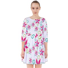 Flower Beauty Sexy Rainbow Sunflower Pink Green Blue Smock Dress