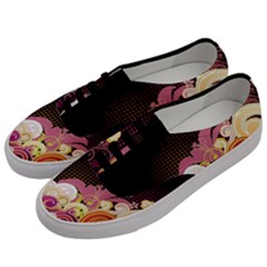 Flower Back Leaf Polka Dots Black Pink Men s Classic Low Top Sneakers by Mariart