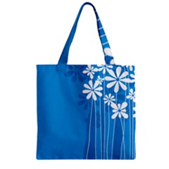 Flower Blue Zipper Grocery Tote Bag by Mariart