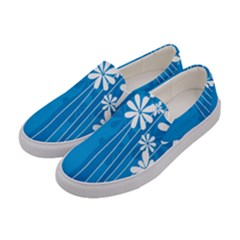 Flower Blue Women s Canvas Slip Ons