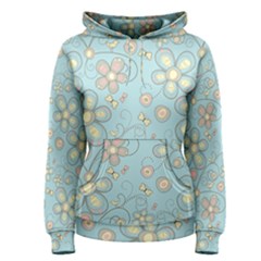 Flower Blue Butterfly Bird Yellow Floral Sexy Women s Pullover Hoodie