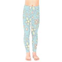 Flower Blue Butterfly Bird Yellow Floral Sexy Kids  Legging