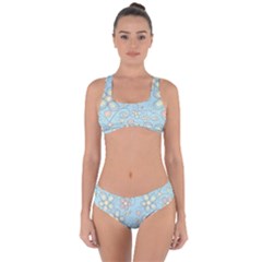 Flower Blue Butterfly Bird Yellow Floral Sexy Criss Cross Bikini Set by Mariart