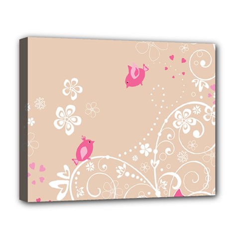 Flower Bird Love Pink Heart Valentine Animals Star Deluxe Canvas 20  X 16  