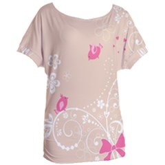 Flower Bird Love Pink Heart Valentine Animals Star Women s Oversized Tee