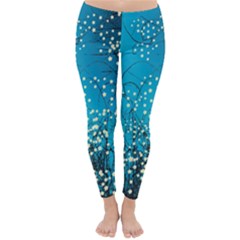 Flower Back Leaf River Blue Star Classic Winter Leggings by Mariart