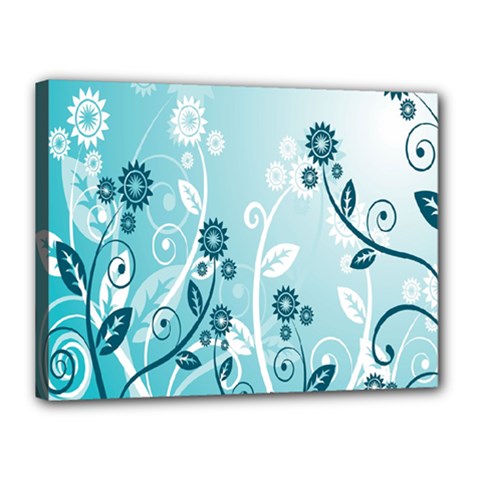 Flower Blue River Star Sunflower Canvas 16  X 12  by Mariart