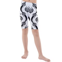 Flower Floral Black Sexy Star Black Kids  Mid Length Swim Shorts by Mariart
