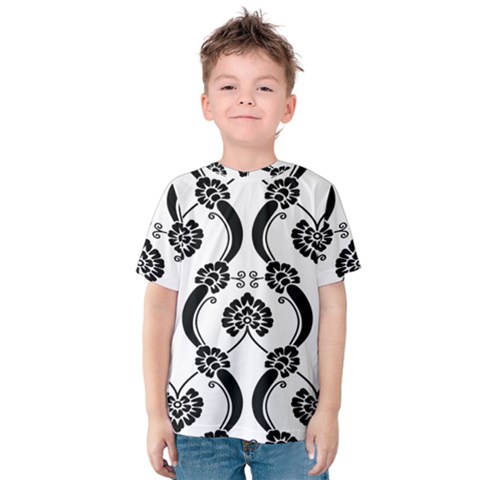 Flower Floral Black Sexy Star Black Kids  Cotton Tee by Mariart