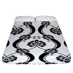 Flower Floral Black Sexy Star Black Fitted Sheet (California King Size)