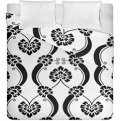 Flower Floral Black Sexy Star Black Duvet Cover Double Side (king Size) by Mariart