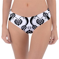 Flower Floral Black Sexy Star Black Reversible Classic Bikini Bottoms