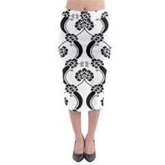 Flower Floral Black Sexy Star Black Midi Pencil Skirt