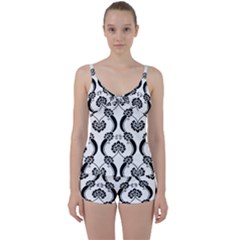 Flower Floral Black Sexy Star Black Tie Front Two Piece Tankini