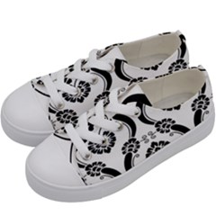 Flower Floral Black Sexy Star Black Kids  Low Top Canvas Sneakers