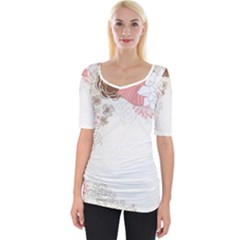 Flower Floral Rose Sunflower Star Sexy Pink Wide Neckline Tee