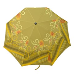 Flower Floral Yellow Sunflower Star Leaf Line Gold Folding Umbrellas by Mariart