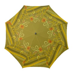 Flower Floral Yellow Sunflower Star Leaf Line Gold Golf Umbrellas