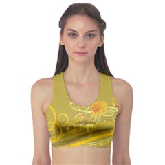 Flower Floral Yellow Sunflower Star Leaf Line Gold Sports Bra by Mariart