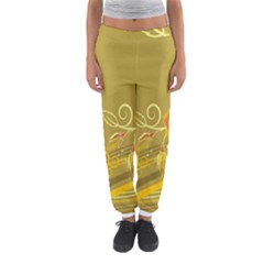 Flower Floral Yellow Sunflower Star Leaf Line Gold Women s Jogger Sweatpants by Mariart