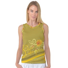 Flower Floral Yellow Sunflower Star Leaf Line Gold Women s Basketball Tank Top by Mariart