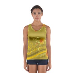 Flower Floral Yellow Sunflower Star Leaf Line Gold Sport Tank Top  by Mariart