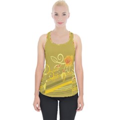 Flower Floral Yellow Sunflower Star Leaf Line Gold Piece Up Tank Top