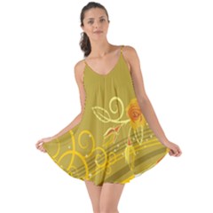 Flower Floral Yellow Sunflower Star Leaf Line Gold Love The Sun Cover Up