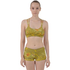 Flower Floral Yellow Sunflower Star Leaf Line Gold Women s Sports Set by Mariart