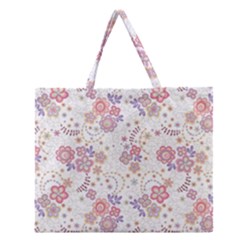 Flower Floral Sunflower Rose Purple Red Star Zipper Large Tote Bag by Mariart