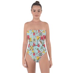 Flower Fruit Star Polka Rainbow Rose Tie Back One Piece Swimsuit