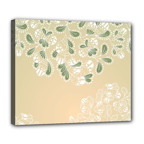 Flower Frame Green Sexy Deluxe Canvas 24  X 20   by Mariart