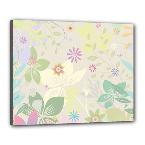 Flower Rainbow Star Floral Sexy Purple Green Yellow White Rose Canvas 20  X 16  by Mariart