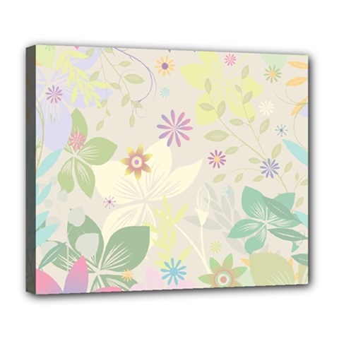 Flower Rainbow Star Floral Sexy Purple Green Yellow White Rose Deluxe Canvas 24  X 20   by Mariart