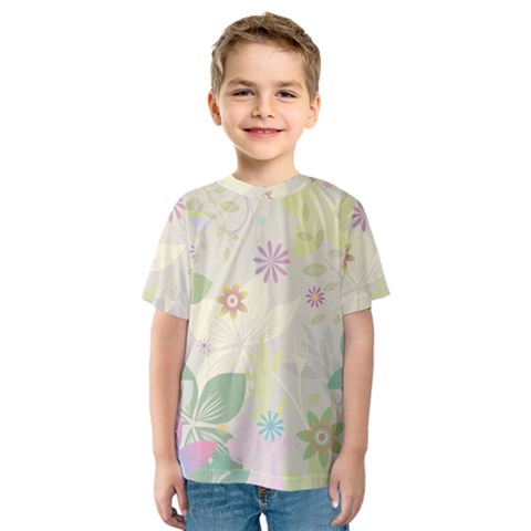 Flower Rainbow Star Floral Sexy Purple Green Yellow White Rose Kids  Sport Mesh Tee by Mariart