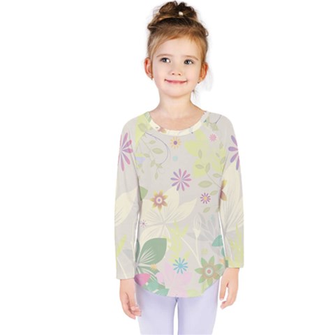 Flower Rainbow Star Floral Sexy Purple Green Yellow White Rose Kids  Long Sleeve Tee by Mariart