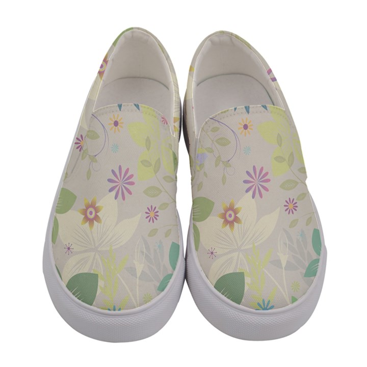 Flower Rainbow Star Floral Sexy Purple Green Yellow White Rose Women s Canvas Slip Ons