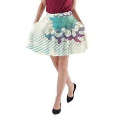 Flower Rose Purple Sunflower Lotus A-Line Pocket Skirt