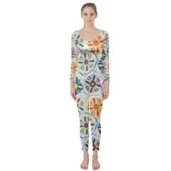 Flower Rainbow Fan Sunflower Circle Sexy Long Sleeve Catsuit