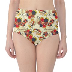 Flower Seed Rainbow Rose High-waist Bikini Bottoms