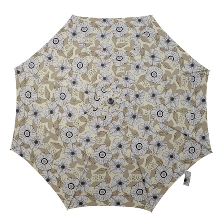 Flower Rose Sunflower Gray Star Hook Handle Umbrellas (Small)