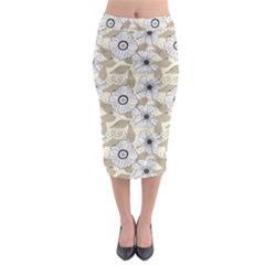 Flower Rose Sunflower Gray Star Midi Pencil Skirt by Mariart