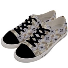 Flower Rose Sunflower Gray Star Men s Low Top Canvas Sneakers by Mariart