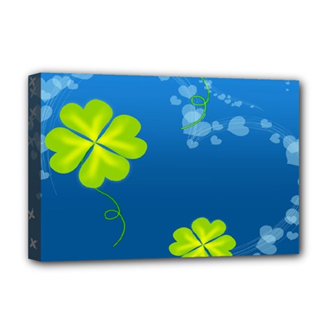 Flower Shamrock Green Blue Sexy Deluxe Canvas 18  X 12   by Mariart