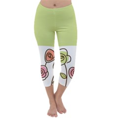 Flower Simple Green Rose Sunflower Sexy Capri Winter Leggings 