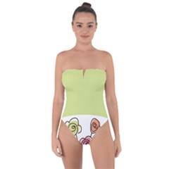 Flower Simple Green Rose Sunflower Sexy Tie Back One Piece Swimsuit